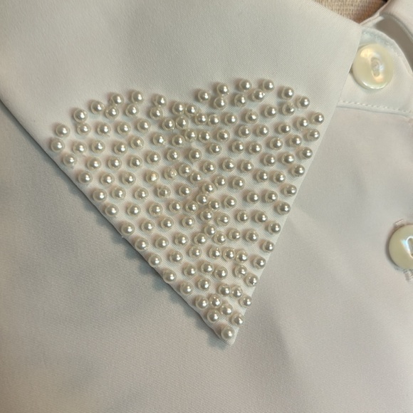 Women’s White Embellished Lapel Button Up - Baxter & Wells Approx Medium (6-8) - Picture 6 of 12